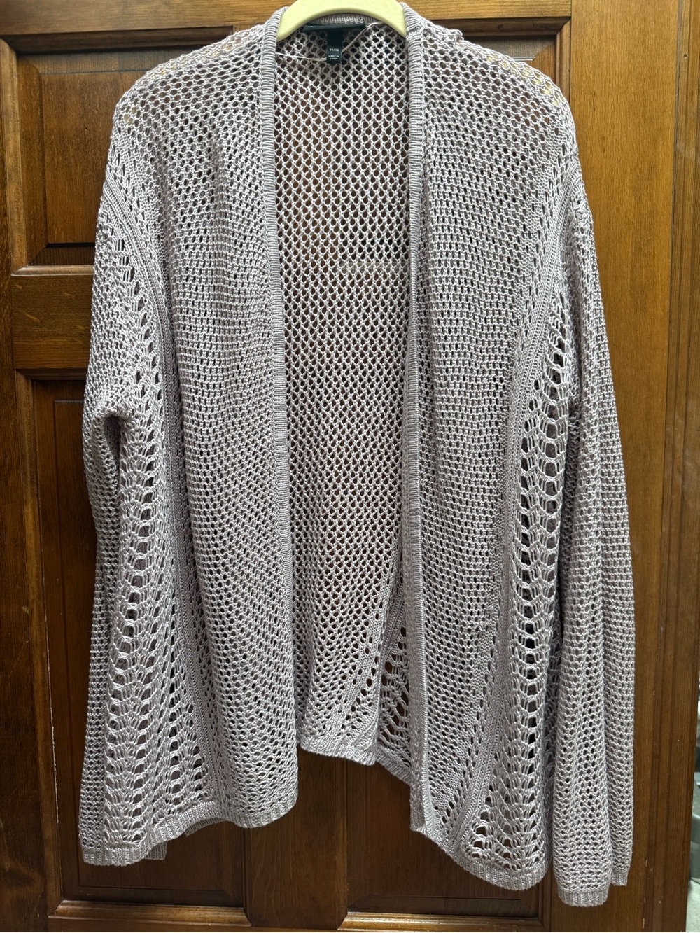 Lane Bryant Open-Weave Knit Cardigan in Light Pink
